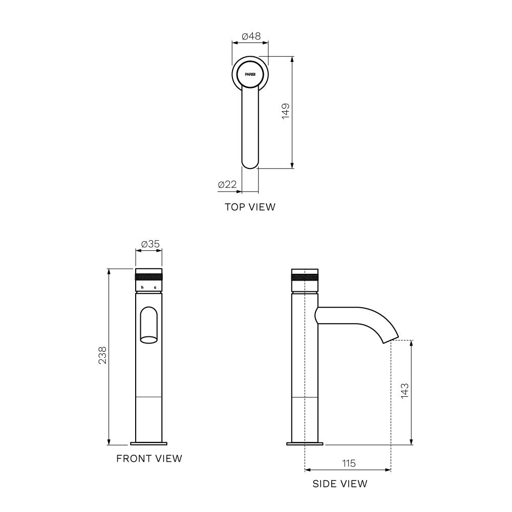 Todo II Mid Level Basin Mixer with Curved Spout