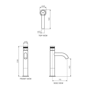 Todo II Mid Level Basin Mixer with Curved Spout