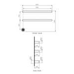 Tondo Heated Towel Rail 2 Bars 600mm with Controller