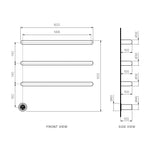 Tondo Heated Towel Rail 3 Bars 600mm with Controller