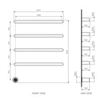 Tondo Heated Towel Rail 4 Bars 600mm with Controller