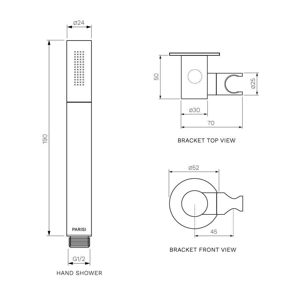 Tondo Wall Swivel Bracket with Hand Shower and Hose