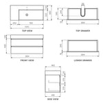 Pure Twenty 1000 Wall Cabinet with Matt White Right Bowl Top