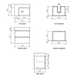 Twenty 600 Wall Cabinet with Matt White Right Bowl Top