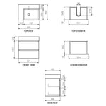 Pure Twenty 600 Wall Cabinet with Matt White Right Bowl Top