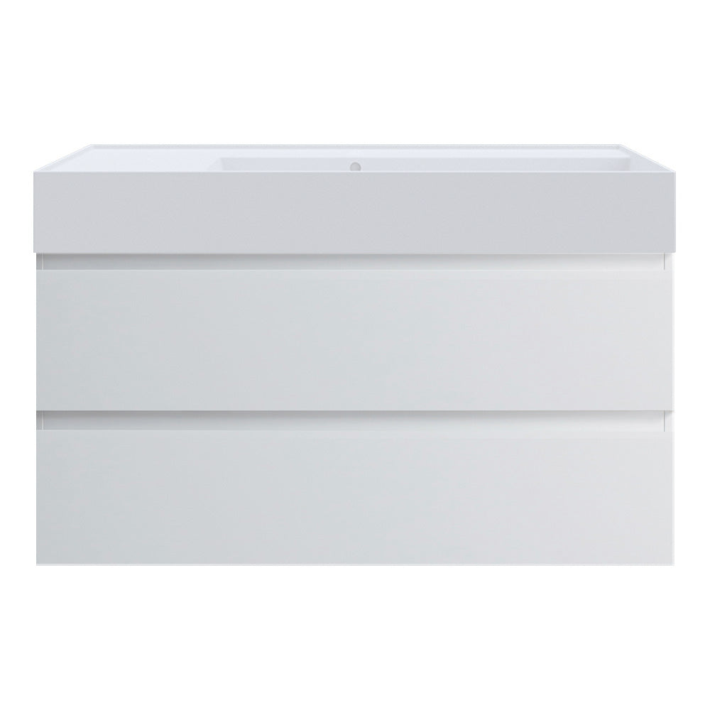 Pure Twenty 1000 Wall Cabinet with Matt White Right Bowl Top