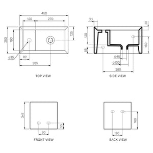 Cut Bench Basin (45x25x25H) - Basins