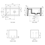 Cut Wall Basin with Centre Tap Landing (45x25x25H)
