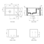 Cut Wall Basin RH Tap Landing (45x25x25H)