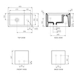 Cut Wall Basin RH Tap Landing (45x25x25H)