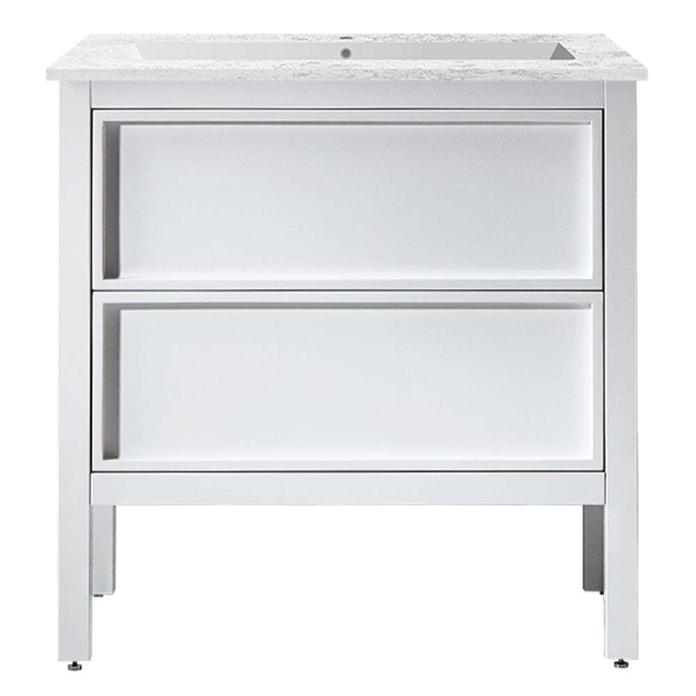 Arrivo Venti 800 Floor Cabinet Gloss White with Engineered Stone Undermount Basin Top