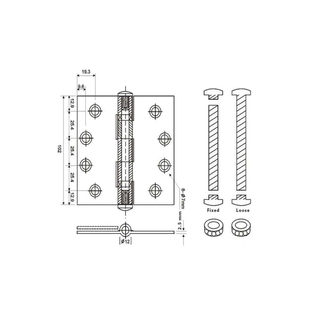 2410 2 Ball Bearing Hinge - PARISI Doorware