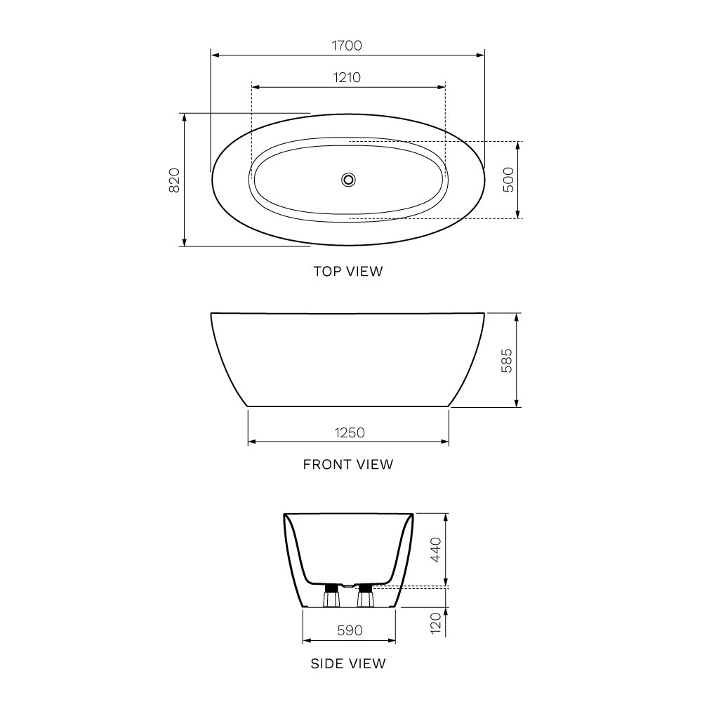 Ovale 1700 Freestanding Bath - Baths