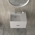 Bacino Wall Mounted Solid Surface Wash Basin with Drawer - Vanity Cabinets