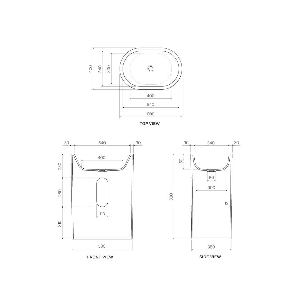 Ellisse Column Basin Stonetec - PARISI Basins
