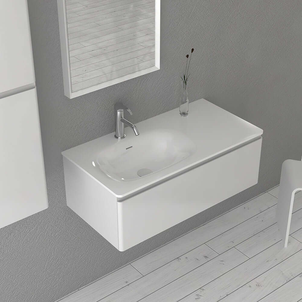 Flow 900 Wall Cabinet with Wash Basin - Vanity Cabinets