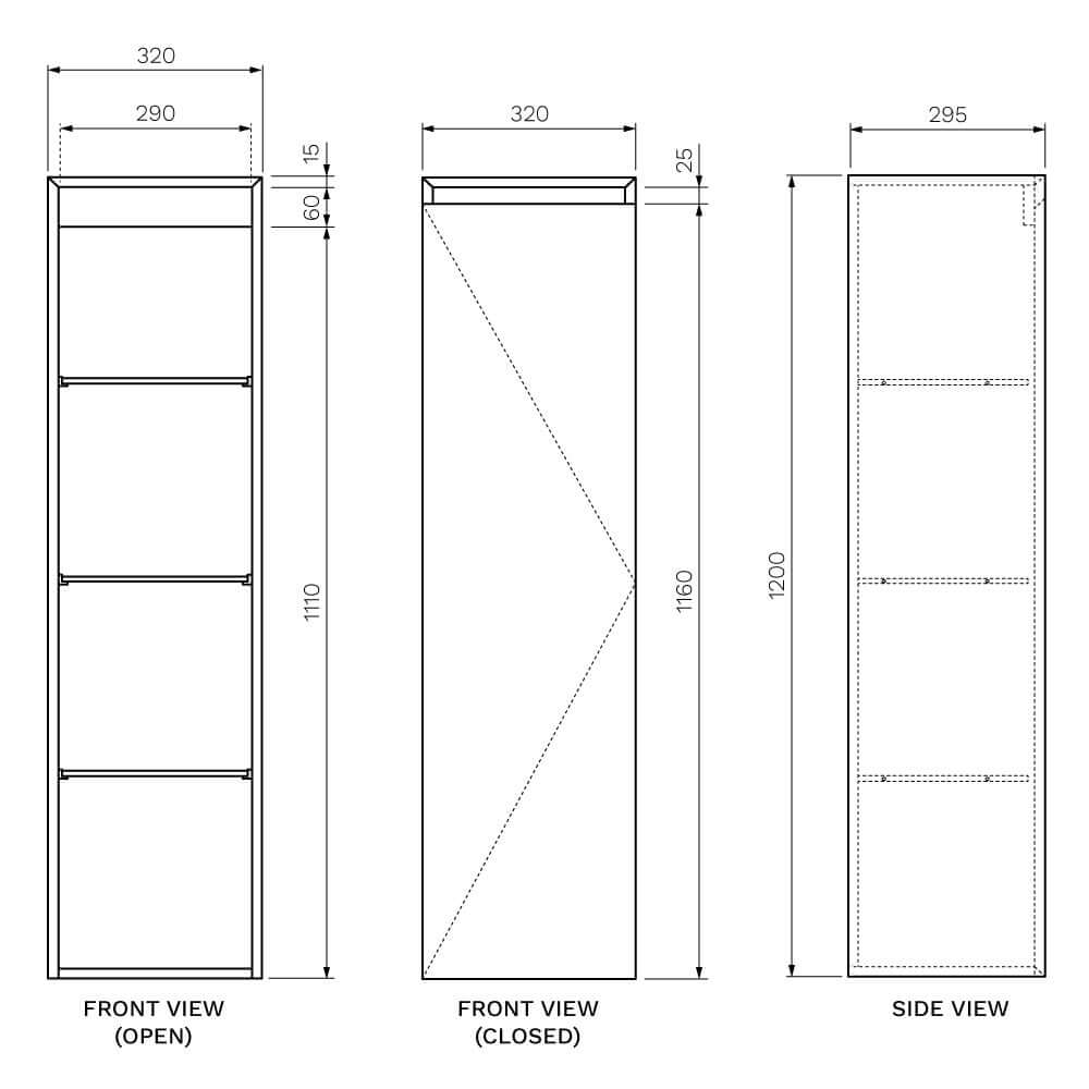 Forty Five 330 Side Storage Unit Right Hand - PARISI Side Storage