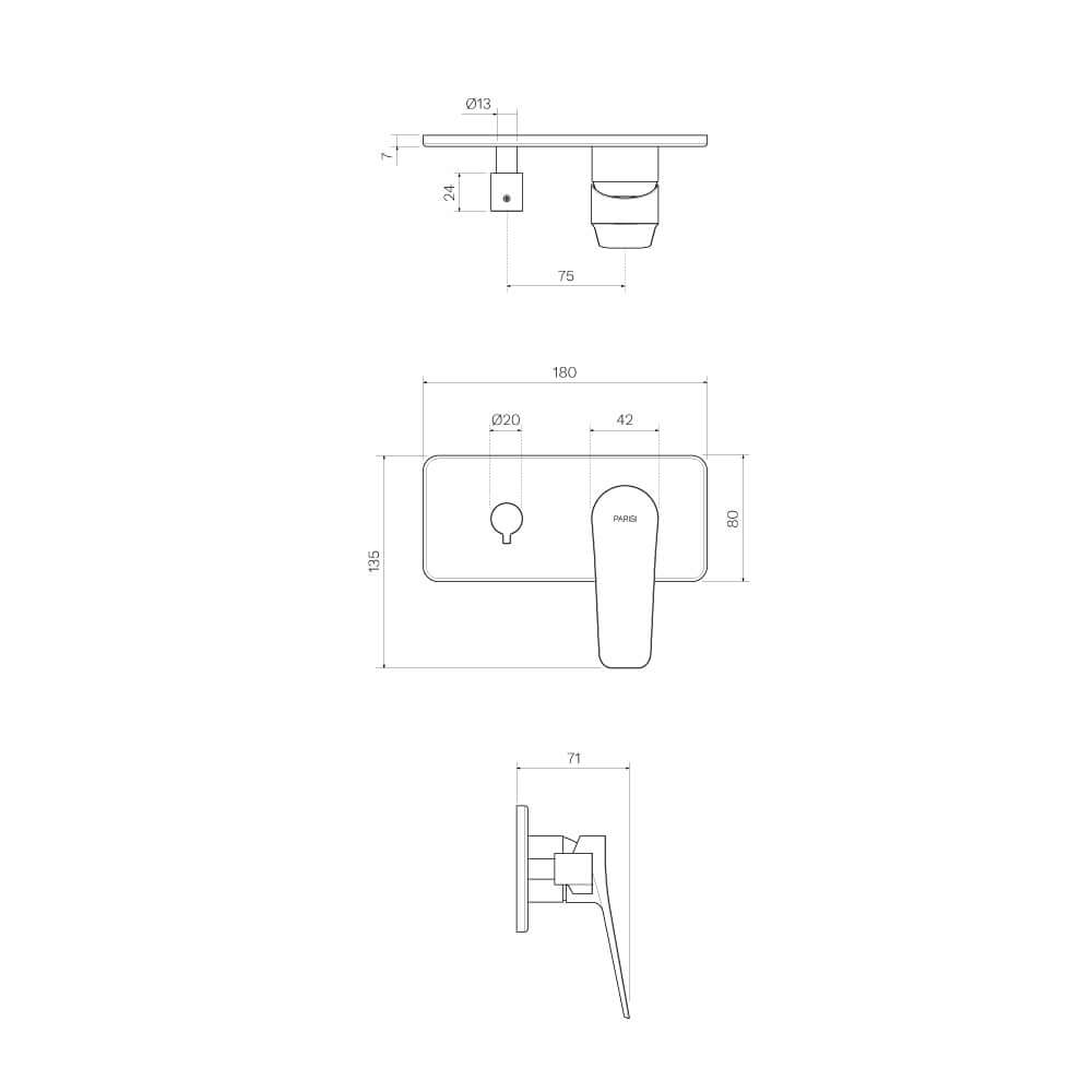 Float Wall Mixer with 2-Way Diverter - Bathroom Tapware