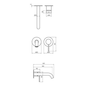 Play II Wall Mixer with 190mm Spout (Individual Flanges) - Bathroom Tapware