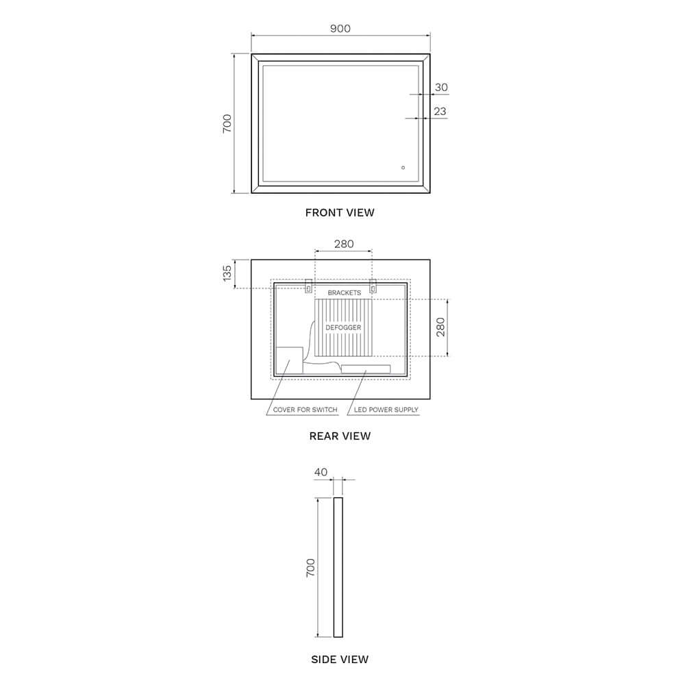 IKS 900 Mirror with Capacitive Switch (LED) - Mirrors