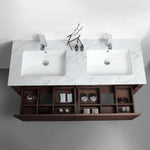 Loom 1400 Wall Cabinet with Marble Top and Double Wash Basin - Vanity Cabinets