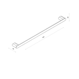 Ellisse Single Towel Rail 640mm Slimline - PARISI Bathroom Accessories