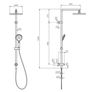 Envy II Shower Column with Button Sliding Rail - Showers