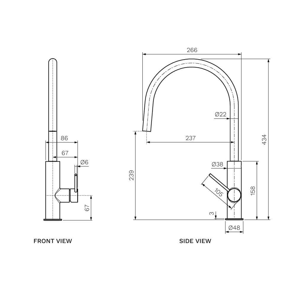 Envy II Kitchen Mixer with Round Spout - Kitchen Tapware