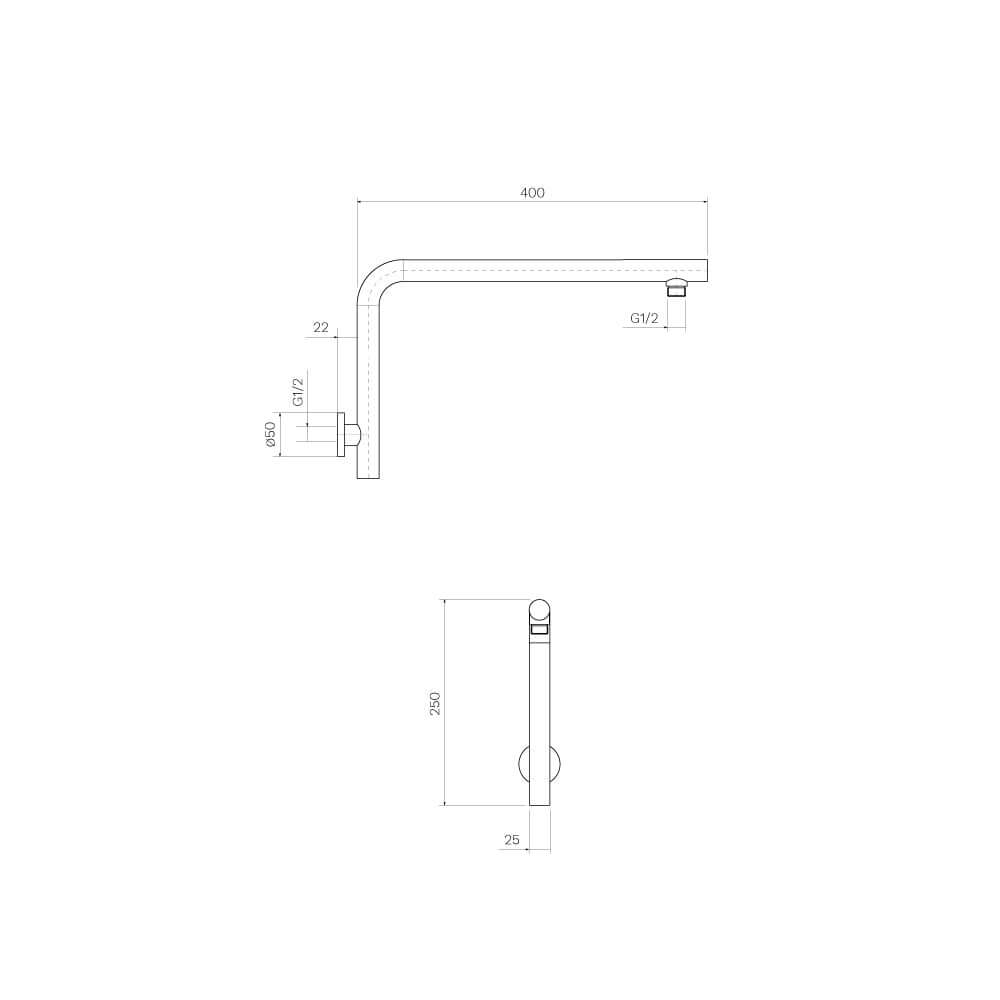 Envy II High Rise Wall Shower Arm - PARISI Showers