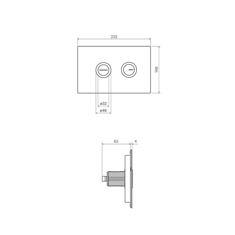 Twin Button Set on Metal Plate for PA136/PA141 (low level cisterns) - Toilets