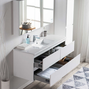 Pure Bianco 1200 Wall Cabinet with Single Ceramic Top - Vanity Cabinets