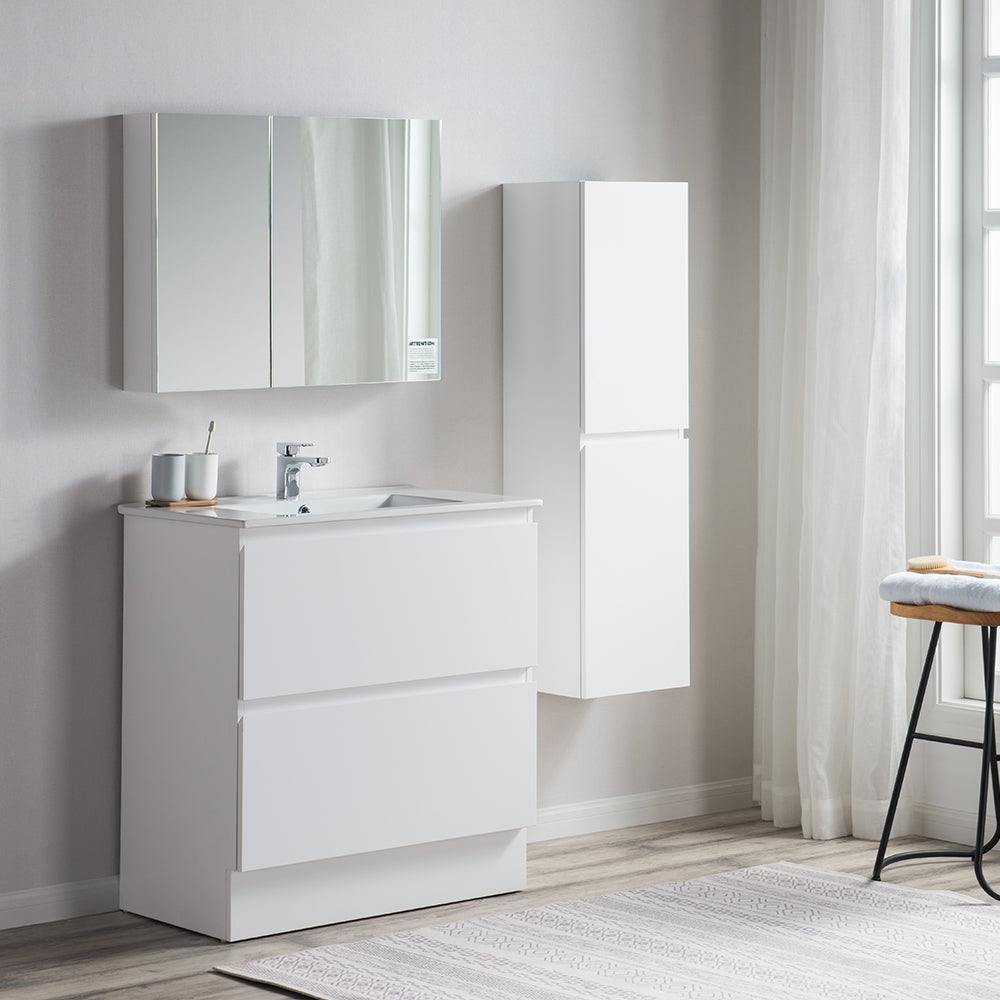 Pure Bianco 800 Floor Cabinet with Ceramic Top - Vanity Cabinets
