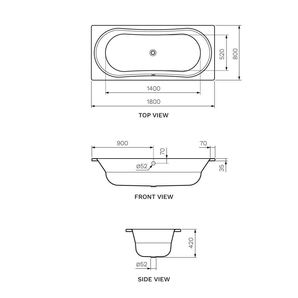 Bath Inset Model 1800 Bath Dimensions
