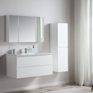 Pure Bianco II 1000 Wall Cabinet With Ceramic Top - Vanity Cabinets