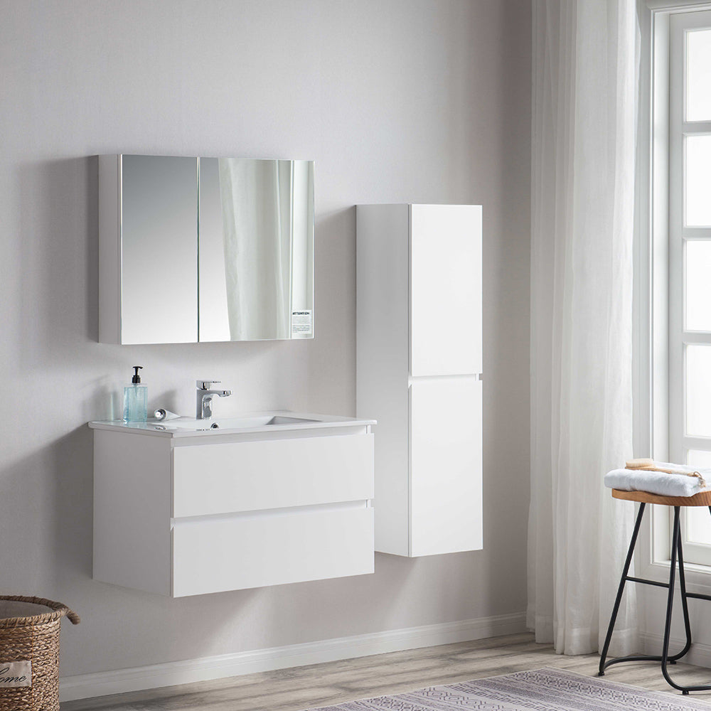 Pure Bianco II 800 Wall Cabinet Wall Ceramic Top - Vanity Cabinets