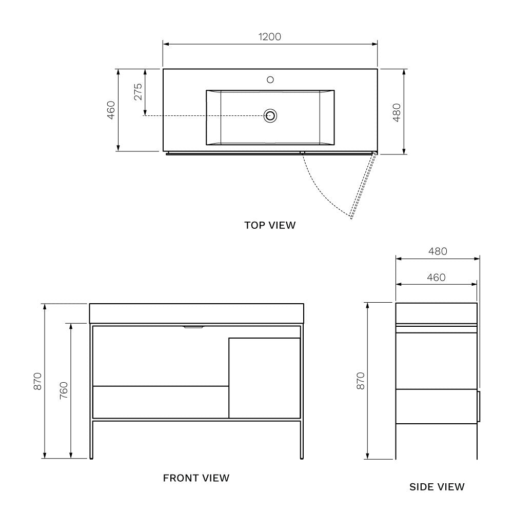 Pure Frame 120 Floor with Marble Wash Basin PARISI Vanity