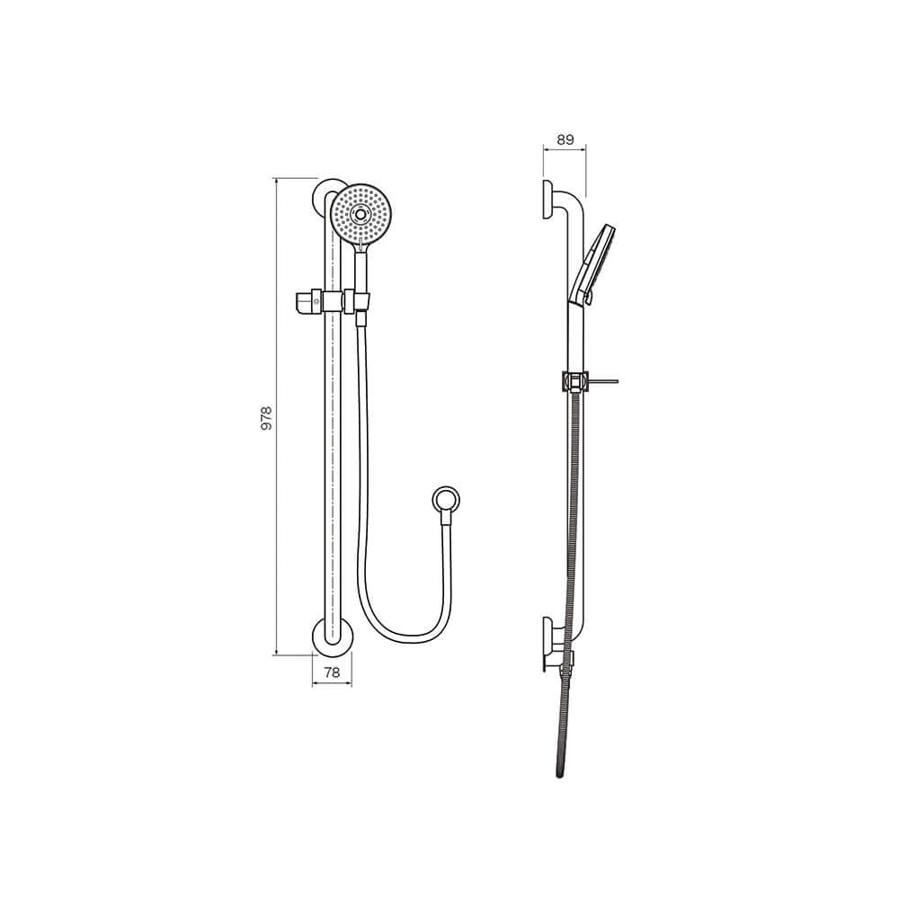 Envy Vertical Sliding Grab Rail 900mm with Hand Shower - Showers