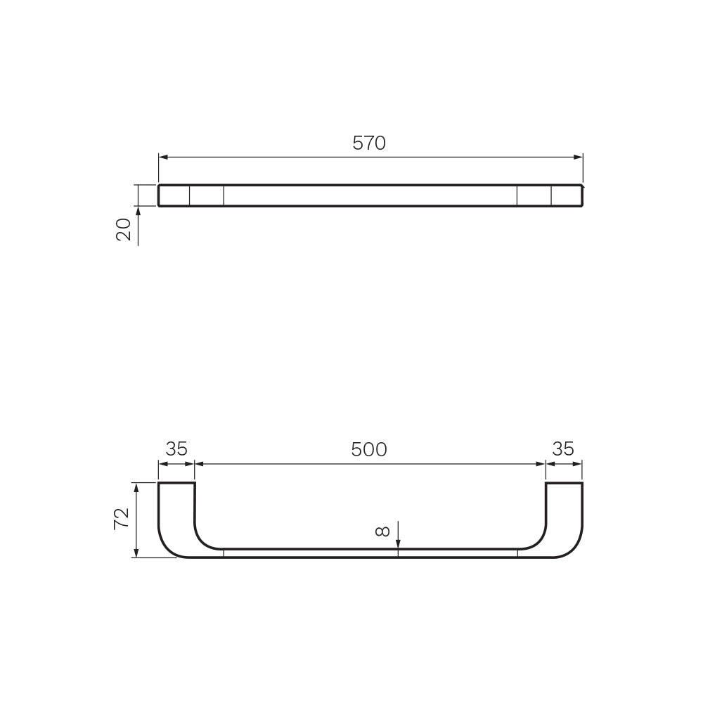 Quasar Single Towel Rail 570mm - Bathroom Accessories