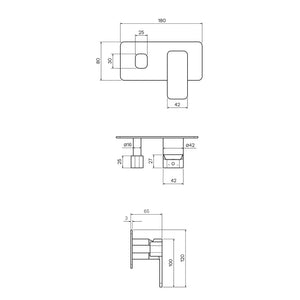 Quad II Wall Mixer with 2-Way Diverter - Bathroom Tapware