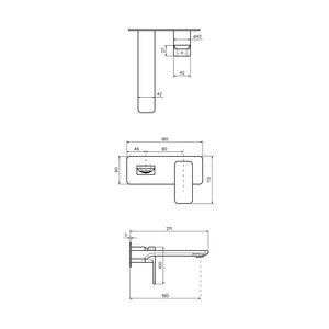 Quasar II Wall Mixer with 190mm Spout - Bathroom Tapware