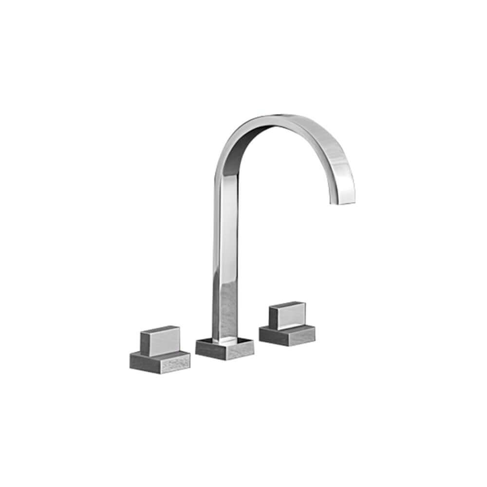 Cube Basin/Bath Set with Curved Fixed Spout - Bathroom Tapware