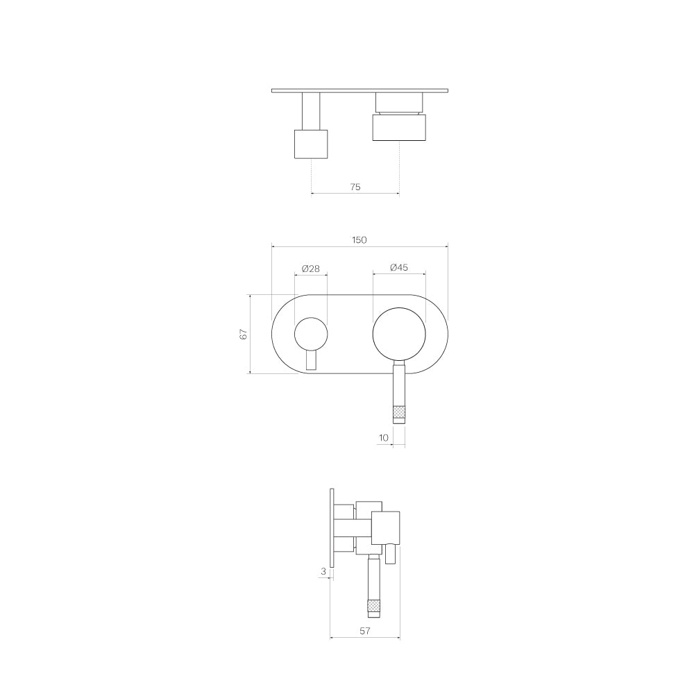 Tondo II Wall Mixer with 3-Way Diverter - Bathroom Tapware