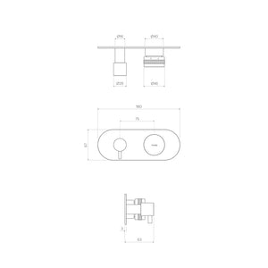 Todo II Wall Mixer with 3-Way Diverter - Bathroom Tapware