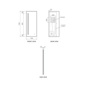 Tao 450 Mirror (LED) with Captive Switch - Mirrors