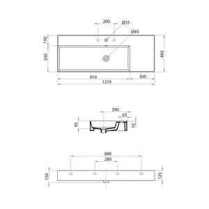 Twenty 120 Left Bowl Bench Basin - Basins