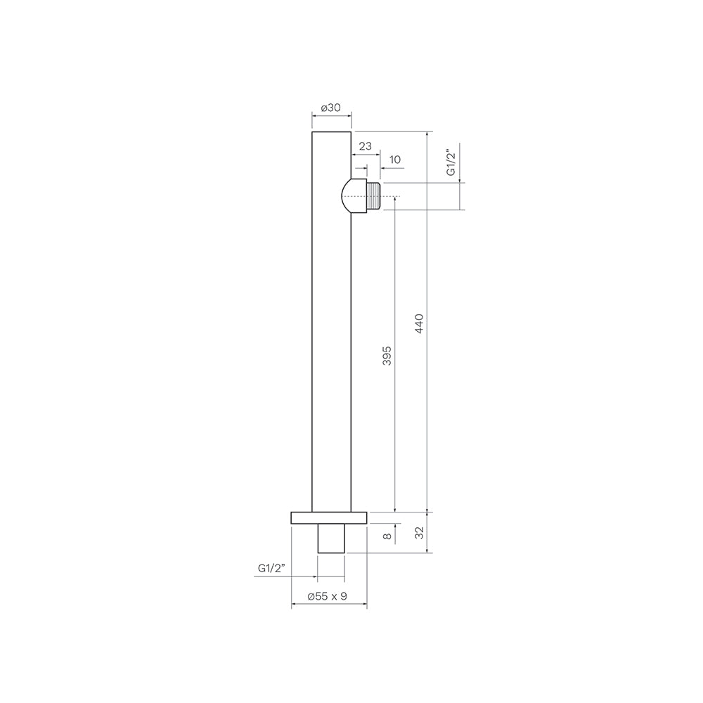 Tondo Wall Shower Arm 440mm - Showers