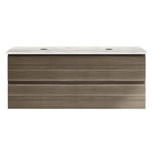 Evo Venti 1200 Wall Cabinet Tabacco with Engineered Stone Double Top - Vanity Cabinets