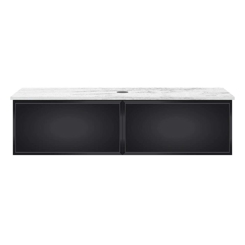 Float Venti 1200 Wall Cabinet Matt Black with Engineered Stone Top - Vanity Cabinets