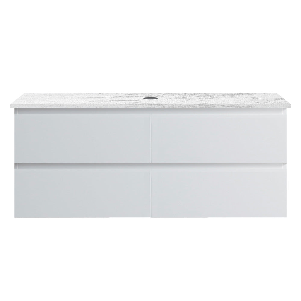 Pure Bianco Venti 1200 Wall Cabinet Matt White with Engineered Stone Top - Vanity Cabinets
