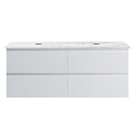 Pure Bianco Venti 1200 Wall Cabinet Matt White with Engineered Stone Double Top - Vanity Cabinets